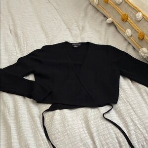 Banana Republic Ballet Black Wrap Cropped Sweater
